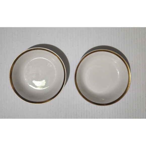 (2) Antique Tressemann Vogt T &V Limoges Porcelain Bowls White Gold Trim 5.25" - Picture 2 of 7